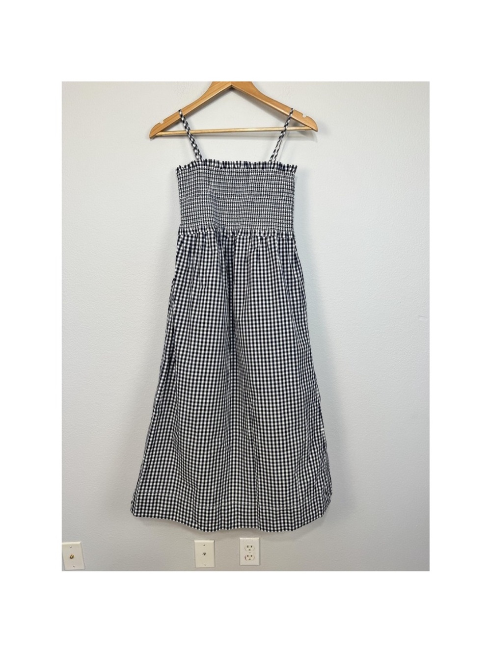 J.Crew Black & White Gingham Smocked Poplin Sundress